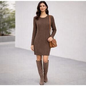 Jeanne Pierre Sweater Dress Womens 1X Cable Knit Chunky